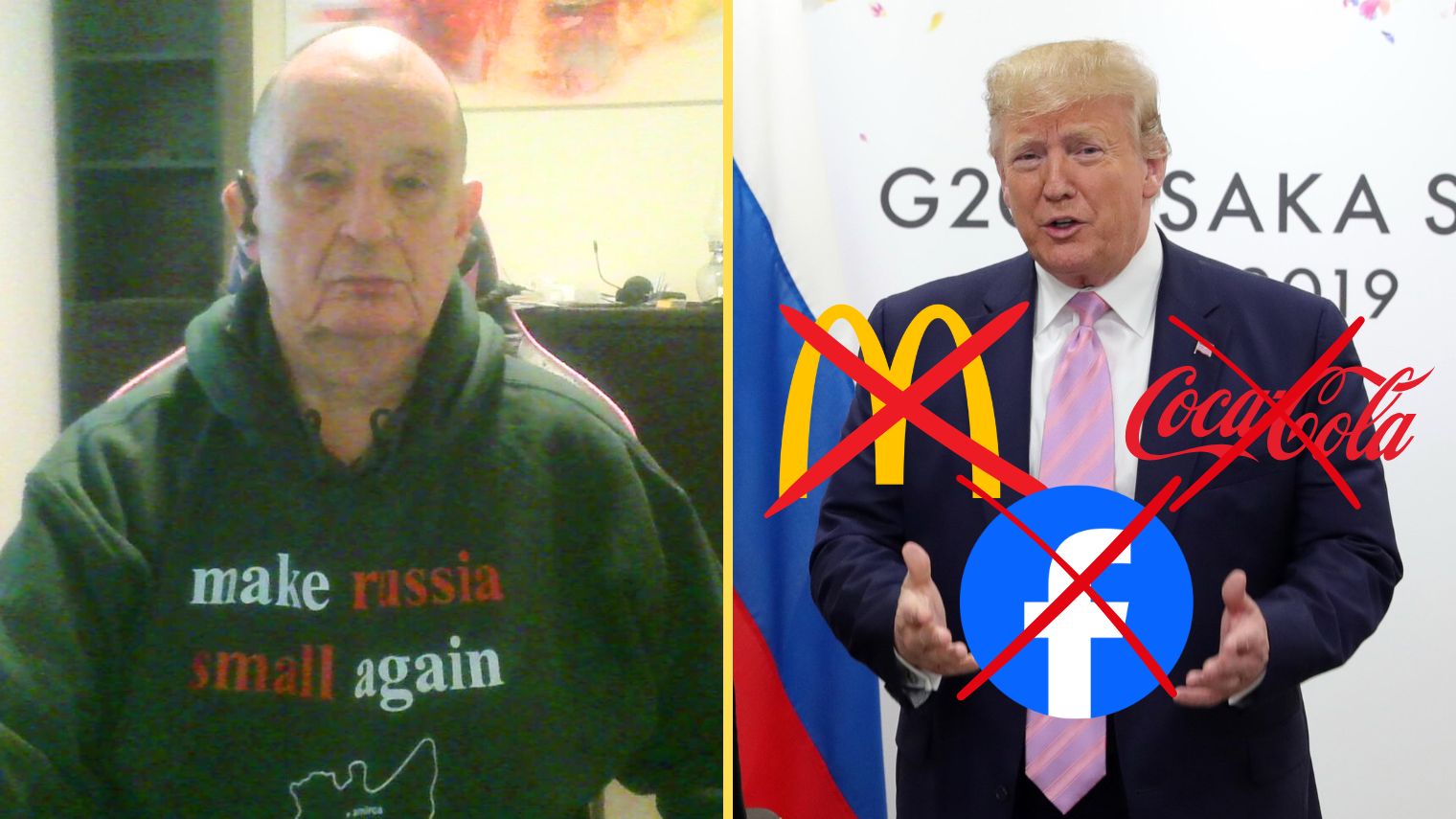 Bo Öberg lanserar "#USASkam" / Donald Trump. Foto: Faksimil Facebook / Kremlin.ru CC BY 4.0