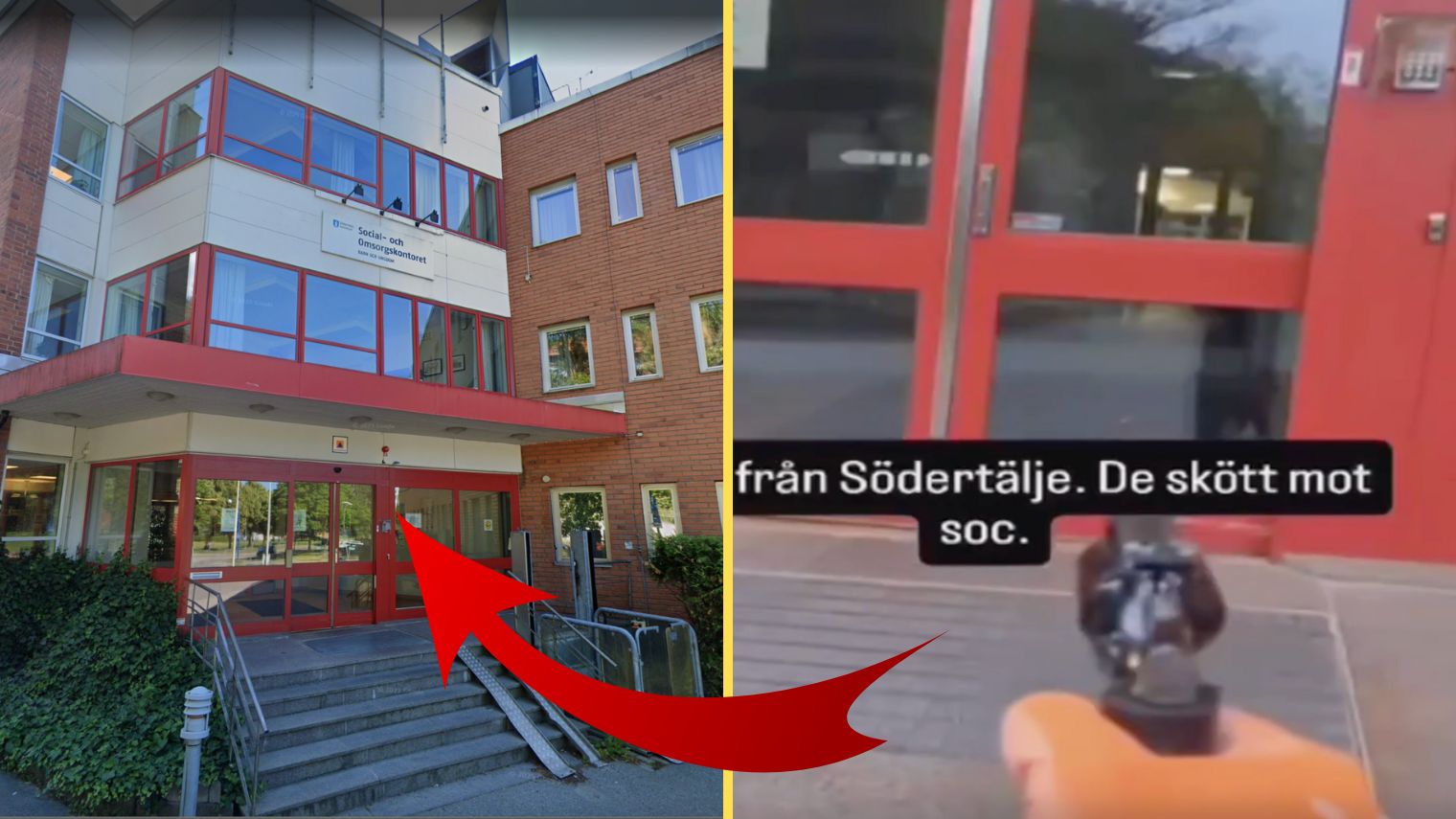 Socialkontor i Södertälje besköts. Faksimil Google Maps / Sociala medier