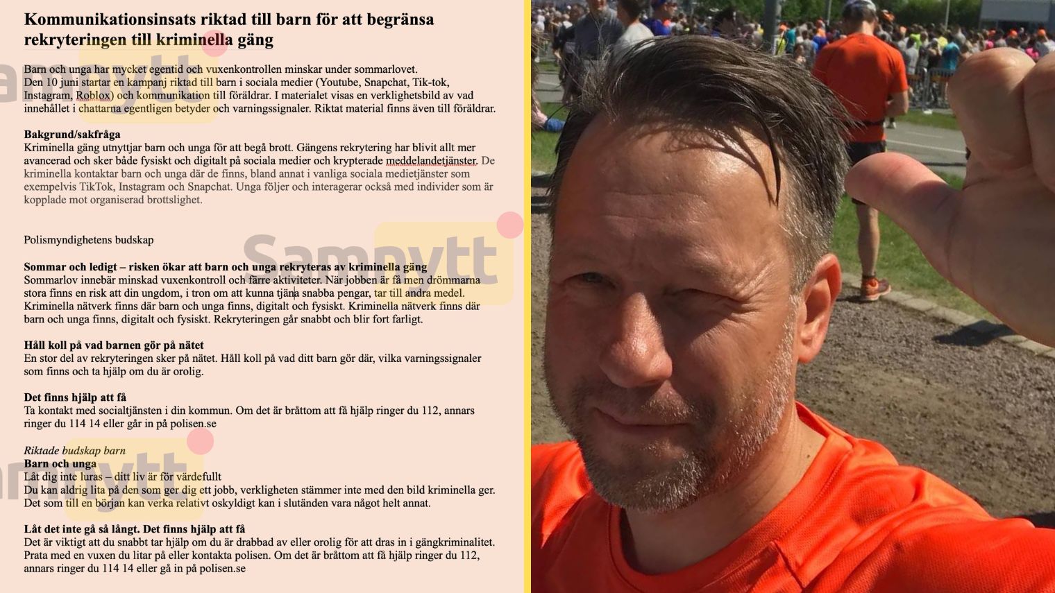 Polisens och rektorns utskick till föräldrar. Rektor Daniel Seilitz, Borns Friskola. Foto: Faksimil Facebook