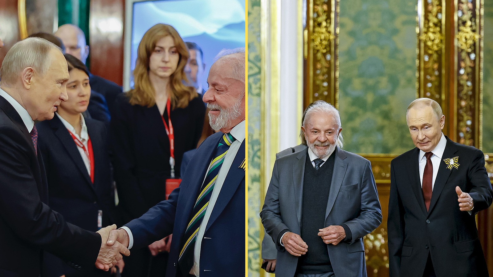 Vladimir Putin och Luiz Inácio Lula da Silva i Moskva 2025 (pressfoton)