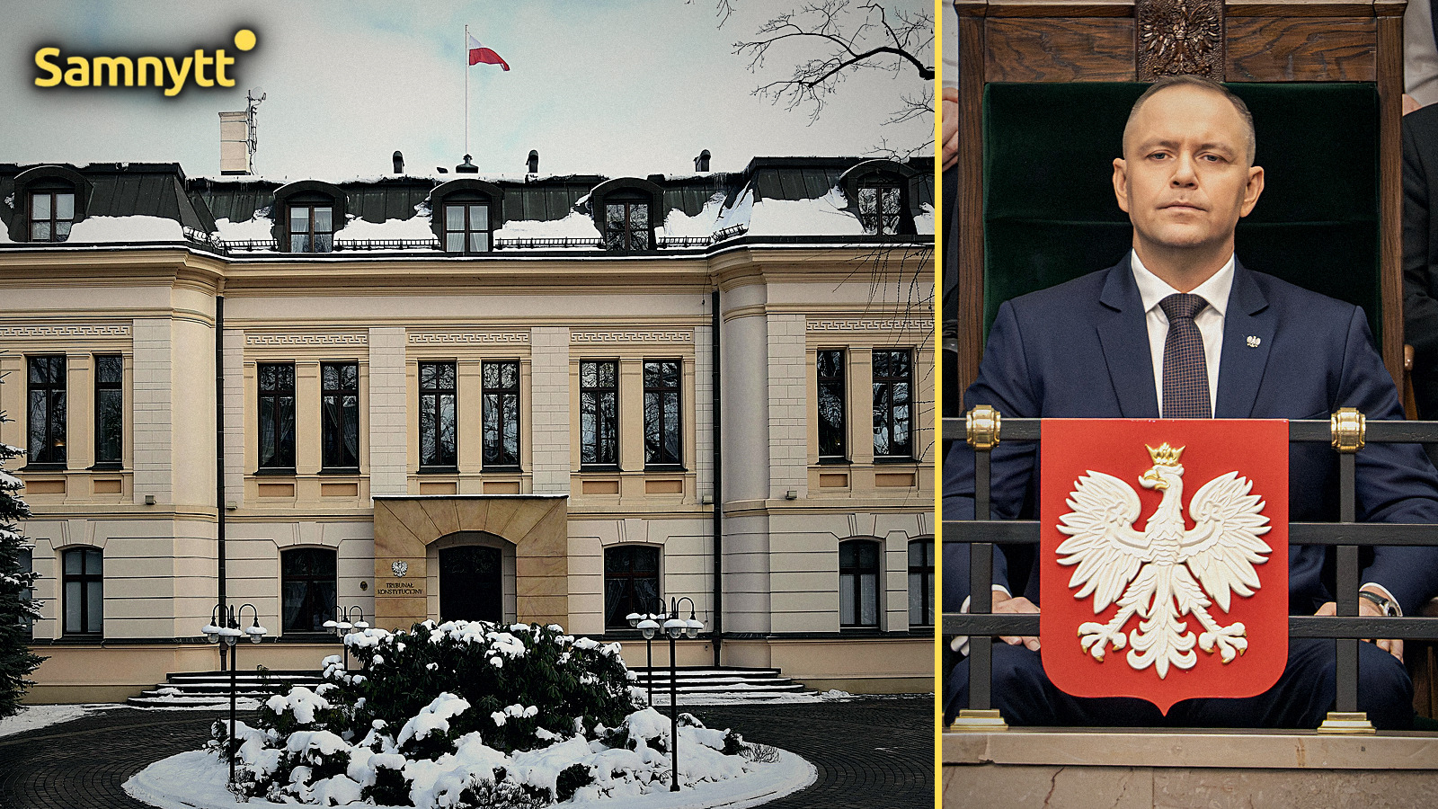 Polens författningsdomstol i Warszawa och president Karol Nawrocki.