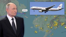 Artikelbild för artikeln: Här uppges Putin flyga in i USA:s luftrum