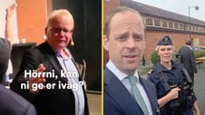 Artikelbild för artikeln: VIDEO: Polisen skyddar S-toppen från kritiska frågor - "Olaga hot"