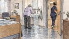 Artikelbild för artikeln: Pensionär lämnades ensam på äldreboendet när hett vatten svämmade över - fick amputera benet