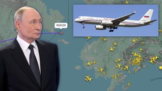 Artikelbild för artikeln: Här uppges Putin flyga in i USA:s luftrum