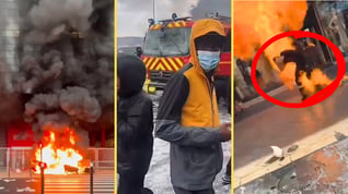 Artikelbild för artikeln: "Franska" studenter kräver bättre skolor - brandman satt i lågor under protesterna