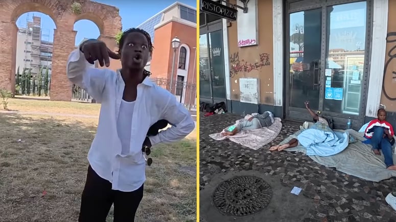 Artikelbild för artikeln: Resevloggare chockad i Rom: "Ser det här ut som Europa?" - Afrikansk migrant på gatan: "Jävla rasist!"