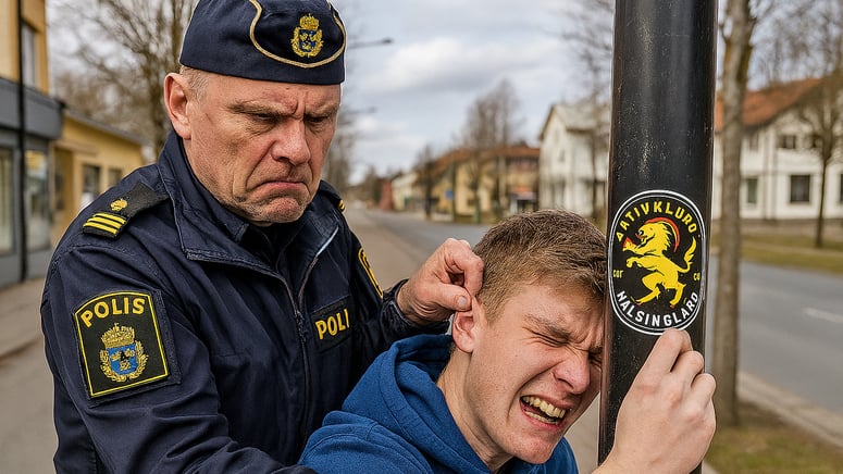 Artikelbild för artikeln: Polisinsats mot klistermärken: "Högerextremt"