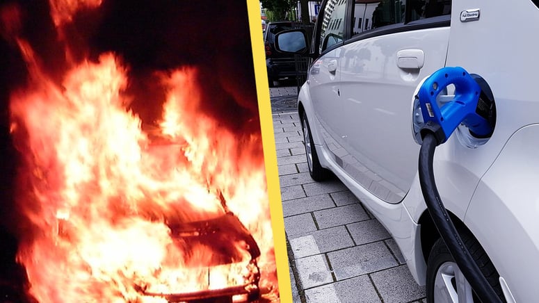 Artikelbild för artikeln: Elbil exploderade på parkering i Sundsvall - giftig rök i luften