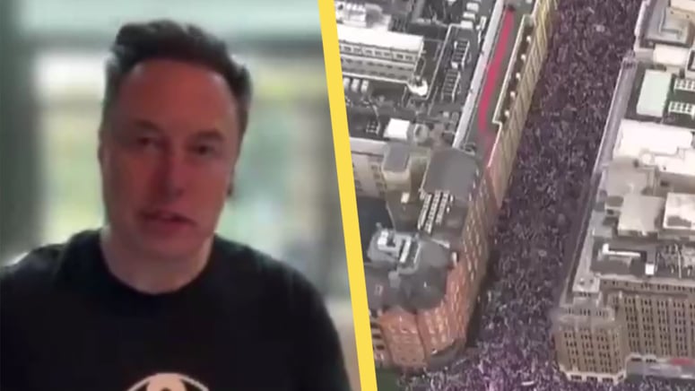Artikelbild för artikeln: Elon Musks tal till enorma protesten i London: "Kämpa eller dö"