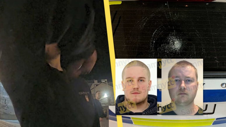 Artikelbild för artikeln: Här sparkar norrländska gänget sönder en polisbil