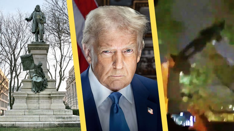 Artikelbild för artikeln: Trump återställer historisk staty som förstördes av Black Lives Matter