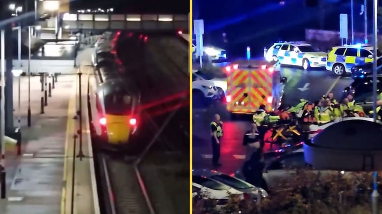 Artikelbild för artikeln: Nio tågresenärer har livshotande skador efter knivterror i England