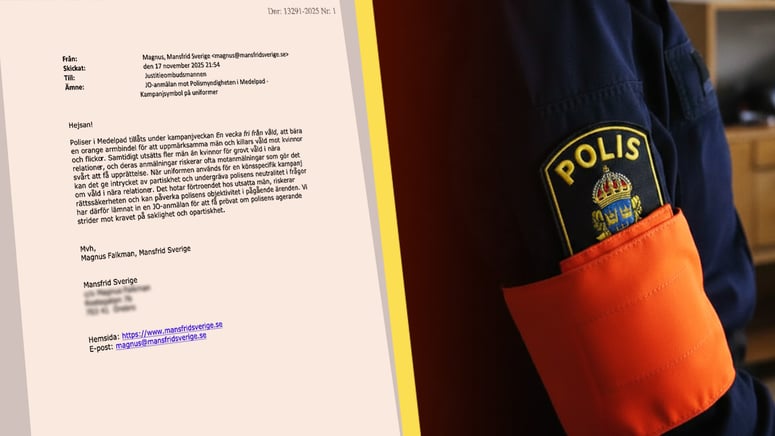 Artikelbild för artikeln: Poliser bar orange armbindlar under våldskampanj – JO-anmäls för att underminera förtroendet hos våldsutsatta män