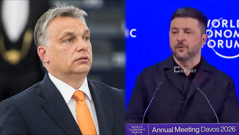 Artikelbild för artikeln: Zelenskyj hotade Orbán med ”smäll på käften” i Davos – Ungern svarar