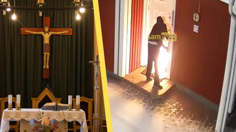Artikelbild för artikeln: VIDEO: Här utsätts kyrka för brandattentat utanför Stockholm