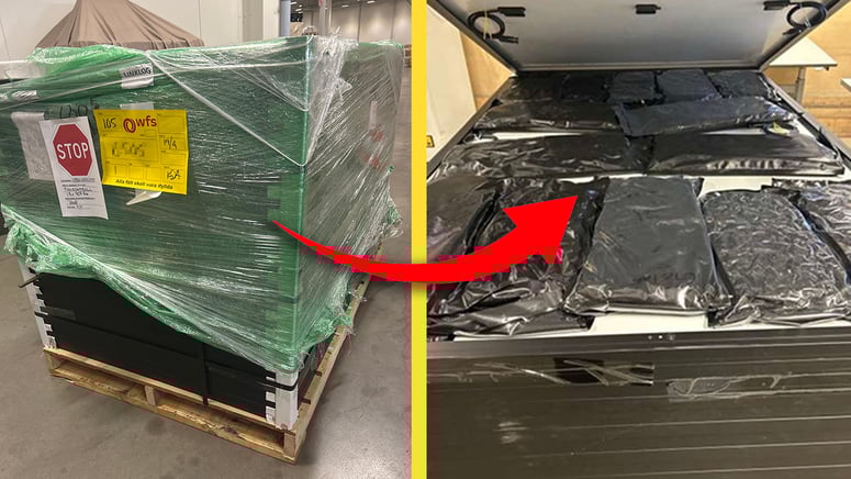 Artikelbild för artikeln: Grön fasad, svart last - omfattande knarksmuggling i solpaneler