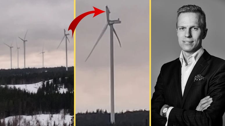 Artikelbild för artikeln: Vindkraftverkets 79 meter långa vinge flög av