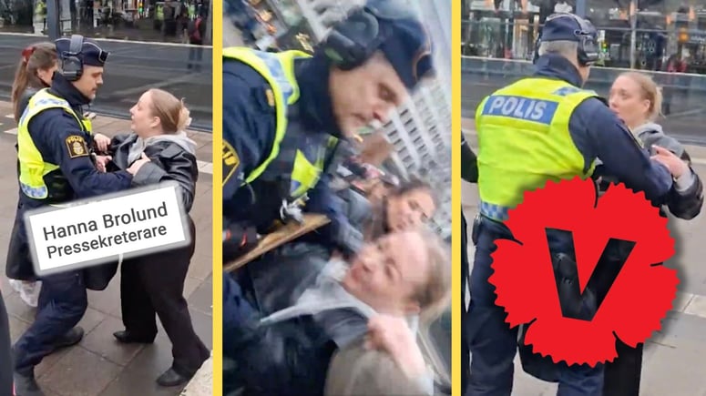 Artikelbild för artikeln: VIDEO: Polisen för bort Nooshi Dadgostars pressekreterare
