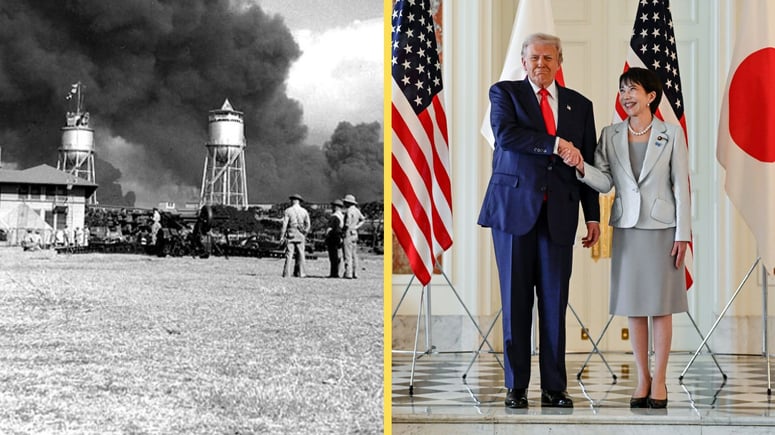 Artikelbild för artikeln: VIDEO: Här skämtar Trump om Pearl Harbour inför japanska premiärministern