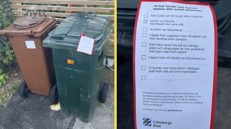 Artikelbild för artikeln: Kommunal lapp om placering av sopkärl väcker starka känslor: "Bristande respekt!"