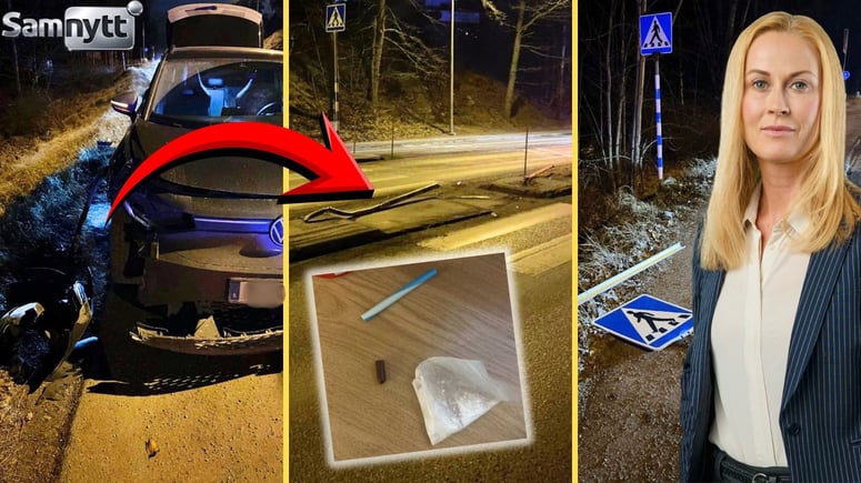 Artikelbild för artikeln: BILDEXTRA: SD-vilden Katja Nybergs krock vid övergångsställe - innan polisen hittade kokain och snortrör