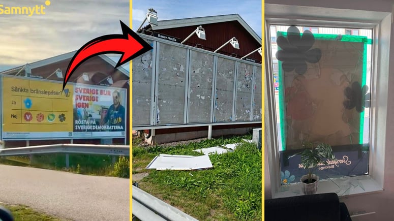 Artikelbild för artikeln: Valsabotage: SD-affischer nedrivna och fönster krossade