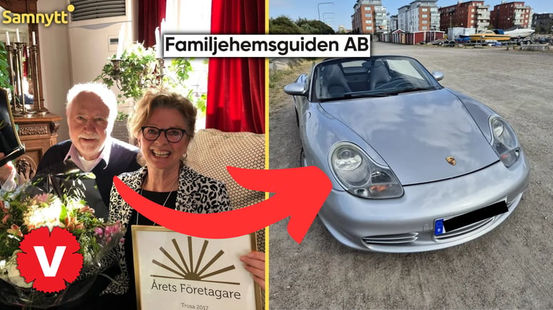 Artikelbild för artikeln: V-politikern tog ut tio miljoner i vinster från välfärden – maken köpte Porsche