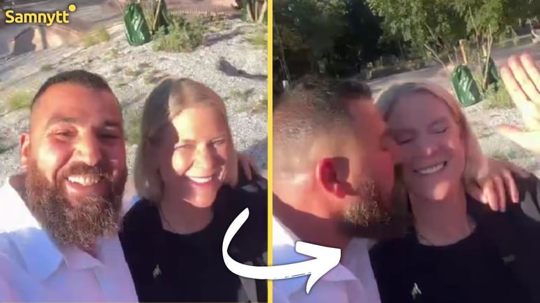 Artikelbild för artikeln: VIDEO: Här blir Magdalena Andersson hyllad och pussad - på arabiska