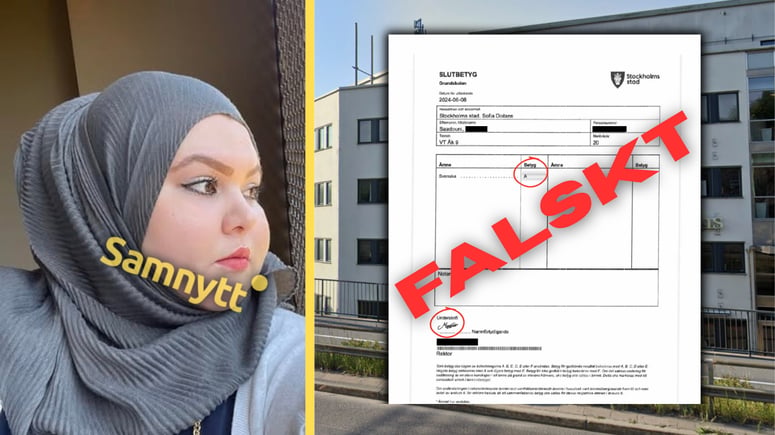 Artikelbild för artikeln: Hucklekvinnans nya blåsning: Förfalskade rektorns signatur - gav sonen A